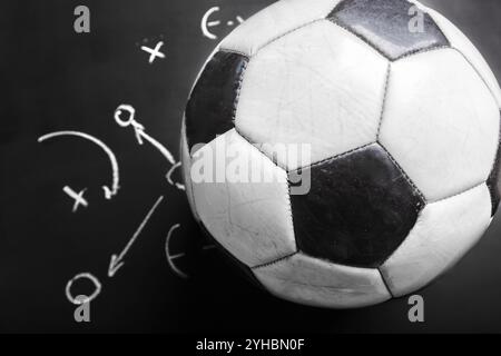 Chalk board plan Soccer avec formation tactique Banque D'Images