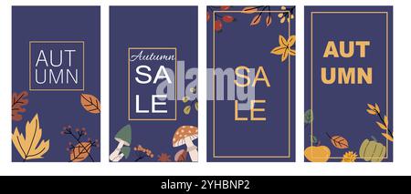 Modèle de carte verticale pour les vacances d'automne. Bannière pour les vacances de Thanksgiving, conception de célébration saisonnière d'octobre. Illustration de Vecteur