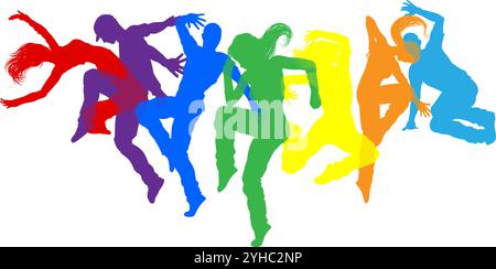 Danseurs Silhouette Street Dance pose silhouettes Illustration de Vecteur