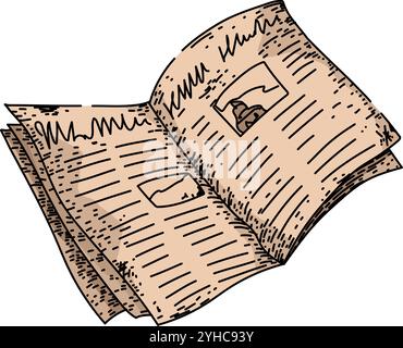 imprimer vieux vecteur dessiné à la main par esquisse de journal Illustration de Vecteur