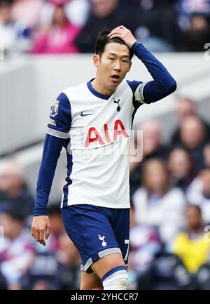 Photo du 19-10-2024 du capitaine de Tottenham, son fils Heung-min, qui s'est excusé pour la défaite du choc 2-1 de dimanche à domicile contre Ipswich et a appelé ses coéquipiers à être mieux disciplinés pour éliminer leur incohérence. Date d'émission : lundi 11 novembre 2024. Banque D'Images