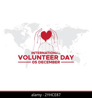 Journée internationale des volontaires contexte célébré le 5 décembre.la Journée internationale des volontaires est célébrée chaque année le 5 décembre. Illustration de Vecteur