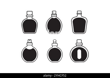 Icônes de produits de beauté, icône de bouteille cosmétique de beauté Set silhouette illustration vectorielle. Illustration de Vecteur