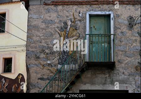 Wandgemälde à Orgosolo, Sardinien, Itallien Banque D'Images