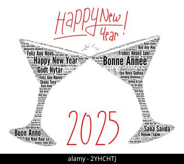 Bonne année 2025 dans différentes langues Banque D'Images