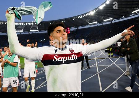 Santiago Castro du Bologna FC célèbre à la fin de la Serie A match de football entre L'AS Roma et le Bologna FC au stade Olimpico à Rome (Italie), le 10 novembre 2024. Banque D'Images