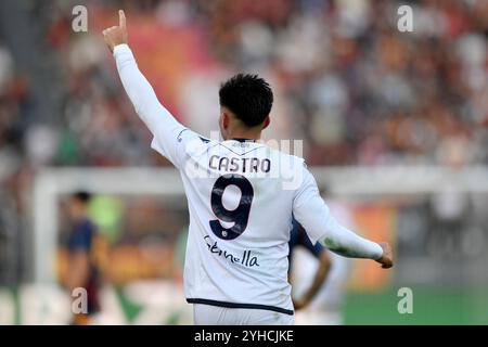 Santiago Castro du Bologna FC célèbre après avoir marqué le but de 0-1 lors du match de Serie A entre L'AS Roma et le Bologna FC au stade Olimpico à Rome (Italie), le 10 novembre 2024. Banque D'Images