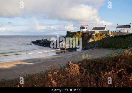 restes de la tour du 2ème phare d'inishowen grande baie blanche stroove plage inishowen, comté de donegal, république d'irlande Banque D'Images