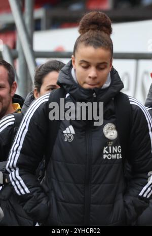 Londres, Royaume-Uni. 10 novembre 2024. LONDRES, ANGLETERRE - Aileen Whelan de Leicester City pendant le match de football Barclays FA Women's Super League entre West Ham United Women et Leicester City Women au Chigwell construction Stadium Victoria Road, Dagenham le 10 novembre 2024 à Dagenham, Angleterre. Crédit : action Foto Sport/Alamy Live News Banque D'Images