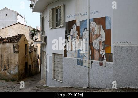 Wandgemälde à Orgosolo, Sardinien, Itallien Banque D'Images