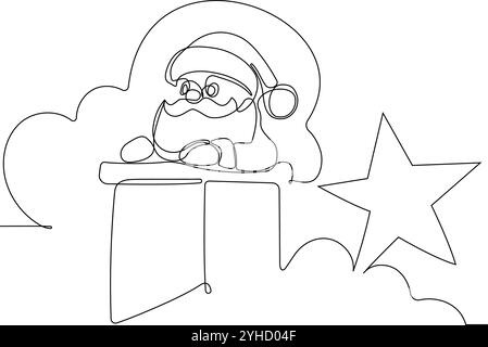 Une ligne continue dessinant le Père Noël sur le renne et le traîneau. Concept pour Noël et nouvel an. illustration vectorielle. Illustration vectorielle Illustration de Vecteur