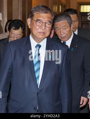 Tokyo, Japon. 11 novembre 2024. Le premier ministre japonais Shigeru Ishiba marche à la Diète nationale à Tokyo, au Japon, lundi 11 novembre 2024. Photo de Keizo Mori/UPI crédit : UPI/Alamy Live News Banque D'Images