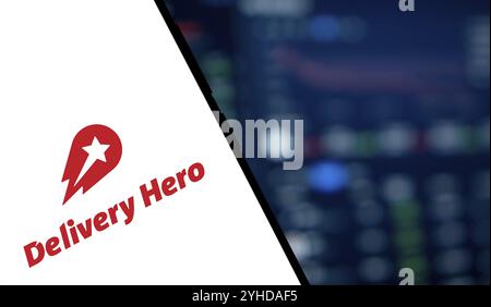 Dhaka, bangladesh- 06 Oct 2024 : le logo Delivery Hero est affiché sur le smartphone Banque D'Images