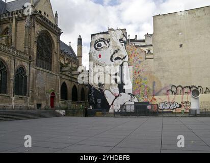 Graffiti sur la région de Stravinsky, près du Centre Pompidou. Paris, France, Europe Banque D'Images