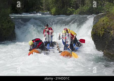 Buryatia, Russie, 31 juillet 2019 : catamaran sportif sur les rapides. Le, Europe Banque D'Images