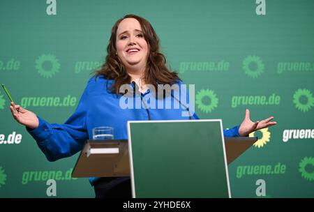 Berlin, Allemagne. 11 novembre 2024. Ricarda Lang (Alliance 90/les Verts), présidente fédérale, fait une déclaration au bureau fédéral. Crédit : Markus Lenhardt/dpa/Alamy Live News Banque D'Images