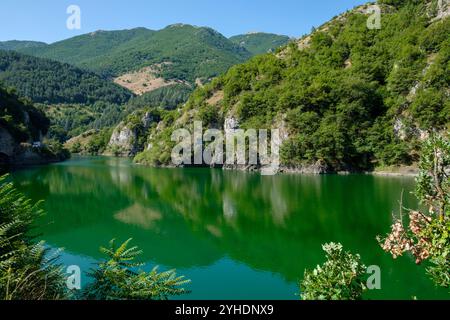 Paysage du lac San Domenico, près de Scanno, Abruzzes, Italie Banque D'Images