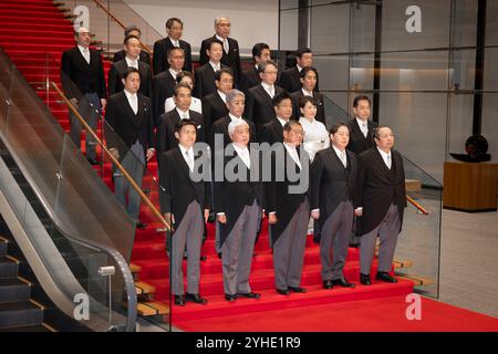 Tokyo, Japon. 11 novembre 2024. Le premier ministre japonais Shigeru Ishiba présente son cabinet au bureau du premier ministre à Tokyo. (Photo de Stanislav Kogiku/SOPA images/Sipa USA) crédit : Sipa USA/Alamy Live News Banque D'Images