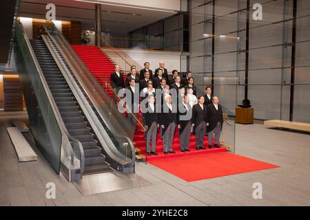 Tokyo, Japon. 11 novembre 2024. Le premier ministre japonais Shigeru Ishiba présente son cabinet au bureau du premier ministre à Tokyo. Crédit : SOPA images Limited/Alamy Live News Banque D'Images