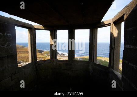 vue sur l'atlantique nord depuis l'ancienne station de surveillance des garde-côtes abandonnée malin head, comté de donegal, république d'irlande Banque D'Images