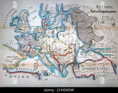 1854 Komische Karte des Kriegsschauplatzes par B. S. Berendsohn, carte satirique comique montrant la situation politique à la fin de la guerre de Crimée Banque D'Images