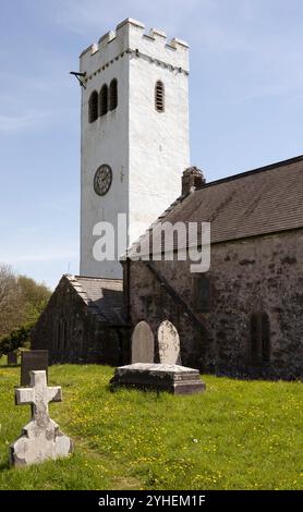 St James the Great Church, Manorbier, Tenby, Pembrokeshire, Galles du Sud, pays de Galles, Royaume-Uni Banque D'Images