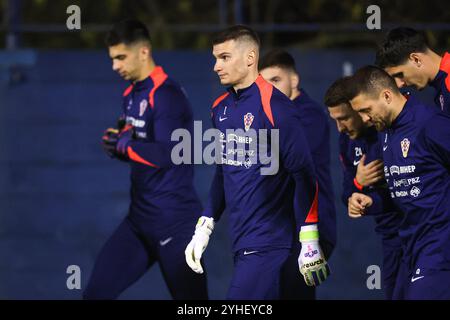 Zagreb, Croatie. 11 novembre 2024. Le gardien de but de Croatie Dominik Livakovic lors de la séance d'entraînement de l'équipe nationale croate de football avant le match de la Ligue des Nations contre l'Écosse. Photo : Luka Stanzl/PIXSELL crédit : Pixsell/Alamy Live News Banque D'Images