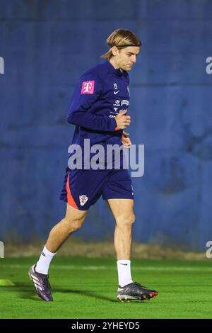 Zagreb, Croatie. 11 novembre 2024. Joueur de Croatie Borna Sosa lors de la session d'entraînement de l'équipe nationale croate de football avant le match de la Ligue des Nations contre l'Écosse. Photo : Luka Stanzl/PIXSELL crédit : Pixsell/Alamy Live News Banque D'Images