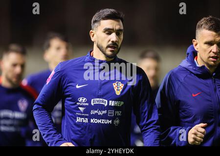 Zagreb, Croatie. 11 novembre 2024. Joueur de Croatie Josip Sutalo lors de la session d'entraînement de l'équipe nationale croate de football avant le match de la Ligue des Nations contre l'Écosse. Photo : Luka Stanzl/PIXSELL crédit : Pixsell/Alamy Live News Banque D'Images