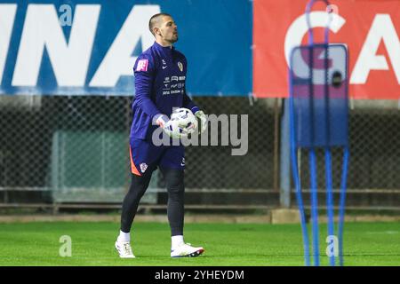 Zagreb, Croatie. 11 novembre 2024. Le gardien de but de Croatie Dominik Kotarski lors de la séance d'entraînement de l'équipe nationale croate de football avant le match de la Ligue des Nations contre l'Écosse. Photo : Luka Stanzl/PIXSELL crédit : Pixsell/Alamy Live News Banque D'Images