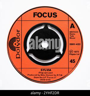 Label central de la version single de sept pouces de Sylvia by Focus, sortie en 1972 Banque D'Images