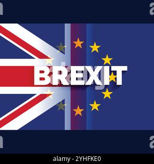 Drapeau du Royaume-Uni et de l'UE avec texte brexit Illustration de Vecteur