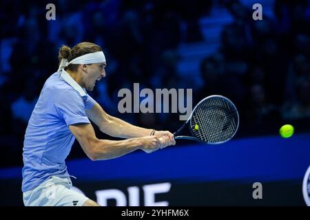 Inalpi Arena, Turin, Italie. 11 novembre 2024. Nitto ATP finals 2024 jour 2 ; Alexander Zverev d'Allemagne en action contre Andrey Rublev crédit : action plus Sports/Alamy Live News Banque D'Images