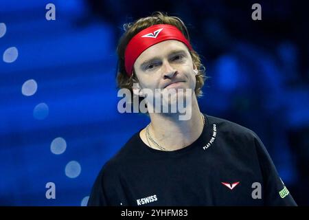Inalpi Arena, Turin, Italie. 11 novembre 2024. Nitto ATP finals 2024 jour 2 ; Andrey Rublev en action contre Alexander Zverev d'Allemagne crédit : action plus Sports/Alamy Live News Banque D'Images