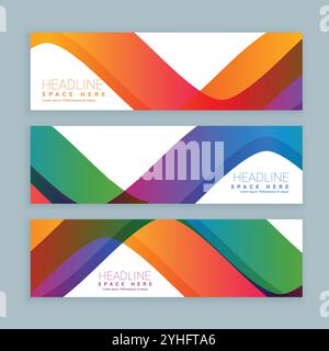 Ensemble de trois bannières coloré. Modèle de bannières Illustration de Vecteur