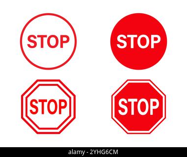 Le panneau STOP avec le mot STOP sur son symbole est isolé sur fond blanc. Illustration de Vecteur