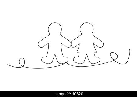 Dessin au trait de couple. Symbole tenant la main. Icône de contour d'amitié. Illustration vectorielle. Illustration de Vecteur