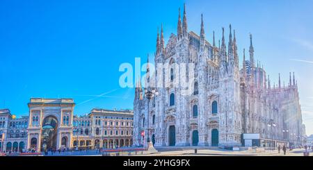 Cathédrale de Milan avec Galleria Vittorio Emanuele II sur la Piazza del Duomo à Milan, Italie Banque D'Images