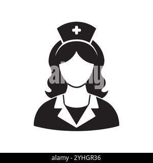 Femme médecin icône médecin, médical, soins de santé, vecteur silhouette d'icône d'infirmière. illustration de l'icône solide infirmière médicale. Illustration de Vecteur