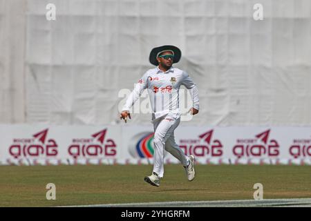 Zakir Hasan pendant le deuxième jour de test au Bangladesh et en Afrique du Sud au stade Zahur Ahmed Chowdhury à Sagorika, Chattogram, Bangladesh, octobre 29, Banque D'Images