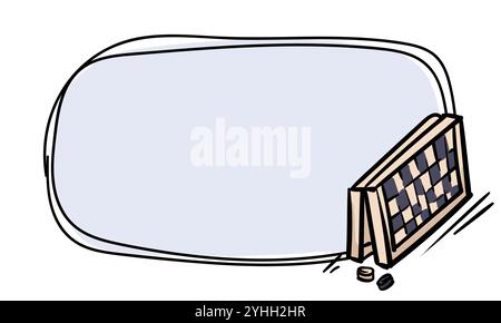 Modèle vectoriel simple avec échiquier. Cadre dessiné à la main pour étiquette de prix, bloc-notes, bannière. Arrière-plan vide pour le texte Illustration de Vecteur