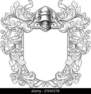 Blason blason Knight Family Shield héraldique Illustration de Vecteur