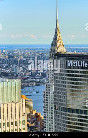 New York, USA- 09 septembre 2017:vue de Manhattan depuis le pont d'observation du gratte-ciel. New York. USA. Banque D'Images