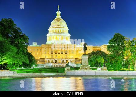 United States Capitol, Capitol Building,accueil du Congrès des États-Unis et Ulysses S. Grant Memorial, Capitol Reflecting Pool. Banque D'Images