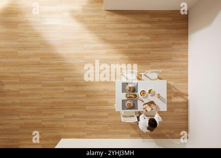 Table blanche et table à manger Banque D'Images