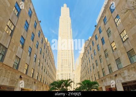 New York, USA- 14 Août 2017 : le Rockefeller Center est un complexe commercial composé de 19 bâtiments sur 22 hectares entre 48e et 51e st Banque D'Images