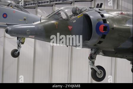 Le Harrier, appelé officieusement le jet de saut Harrier, est une famille d'avions d'attaque à réaction capables de décoller et d'atterrir verticalement/brièvement Banque D'Images