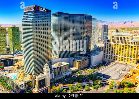 Las Vegas, Nevada, USA - 17 septembre 2018 : rue Principale de Las Vegas est la séquence. Vue de dessus. Banque D'Images