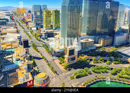 Las Vegas, Nevada, USA - 17 septembre 2018 : rue Principale de Las Vegas est la séquence. Vue de dessus. Banque D'Images