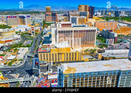 Las Vegas, Nevada, USA - 17 septembre 2018 : rue Principale de Las Vegas est la séquence. Vue de dessus. Banque D'Images